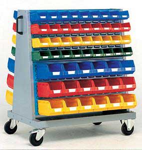 Bott Panel Trolley 1200mm High - 4 Louvre Panels & 108 Bins Bott PerfoTool Trollies | Mobile Shadow Boards | Mobile Tool Storage 13031181.11v Gentian Blue (RAL5010) 13031181.24v Crimson Red (RAL3004) 13031181.19v Dark Grey (RAL7016) 13031181.16v Light Grey (RAL7035) 13031181.RAL Bespoke colour £ extra will be quoted